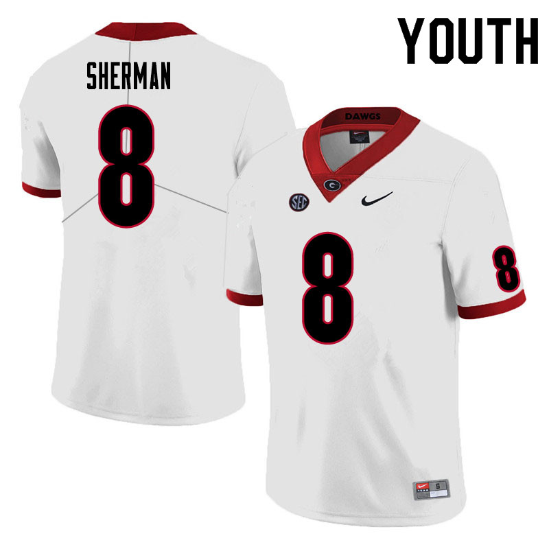 Youth #8 MJ Sherman Georgia Bulldogs College Football Jerseys Sale-White